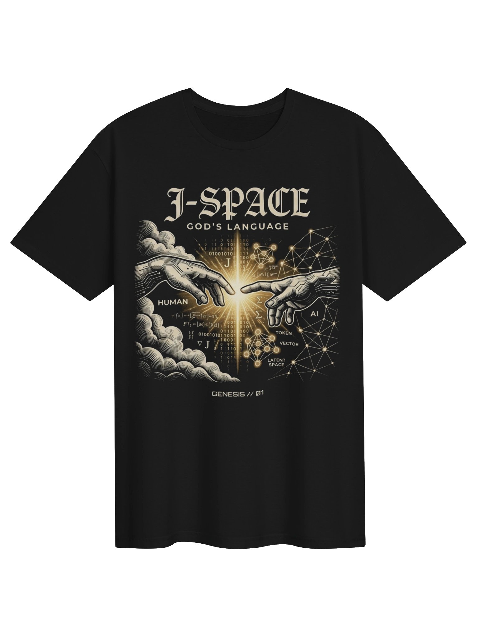 J-Space God's Language AI T-Shirt – Future Intelligence & Artificial Intelligence Philosophy Shirt for AI Builders product image (1)