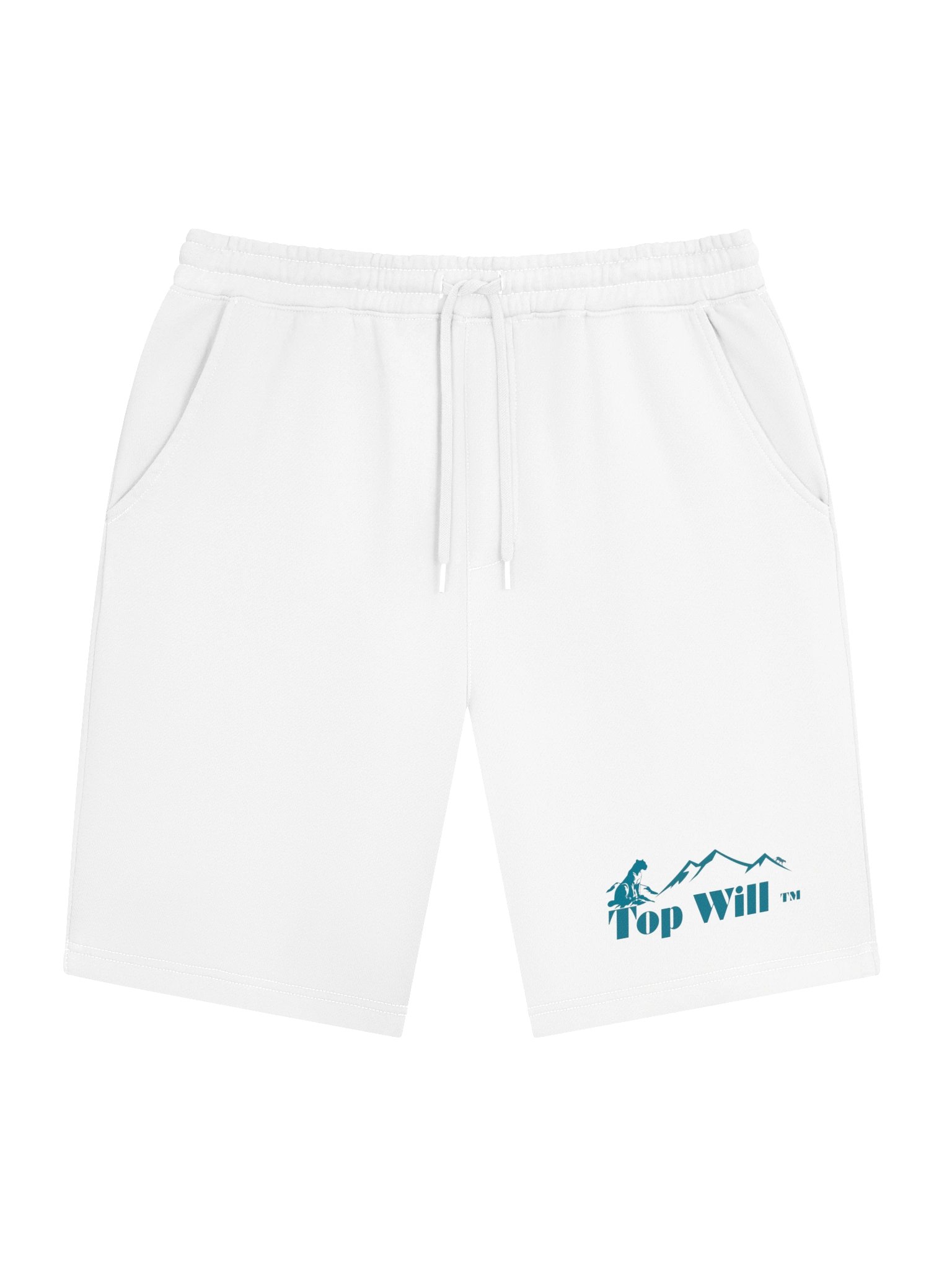 Top Will ™ Mens White and Turquoise Fleece Shorts product image (1)