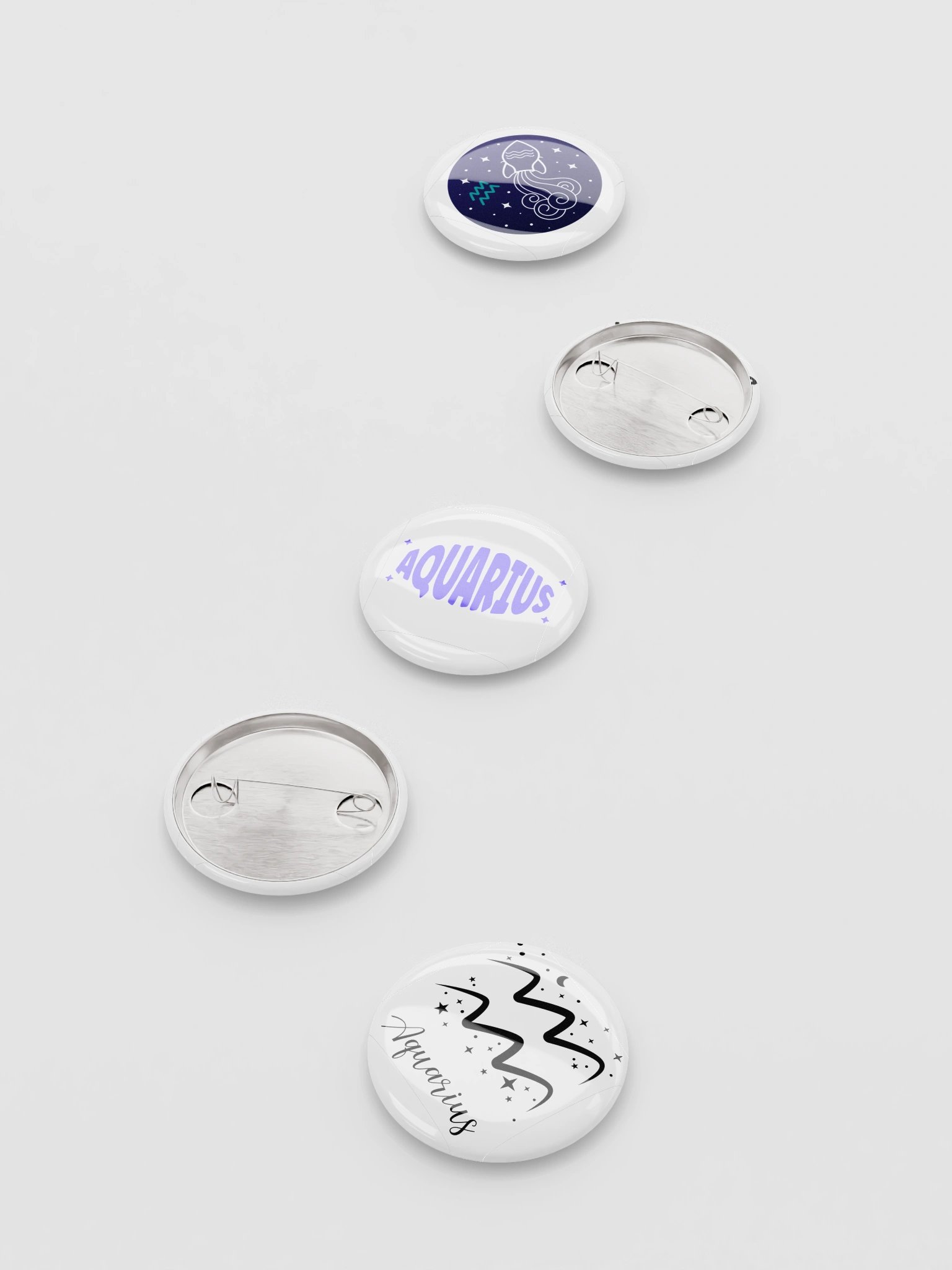 Aquarius Zodiac Enamel Pin Set of 5 — Black & White Water Bearer Astrology Pins for Jackets, Bags & Witchy Accessories product image (4)