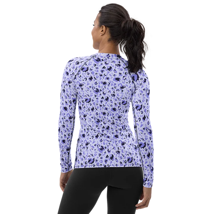 Bold Purple Leopard Spots Women’s Rash Guard product image (2)
