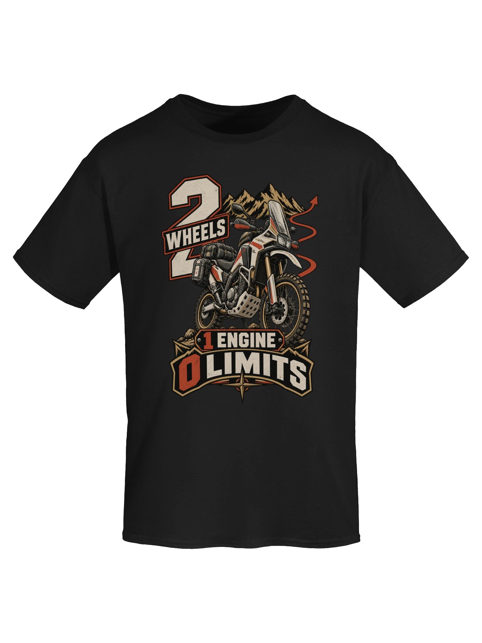 2 Wheels 1 Engine 0 Limits Vintage Motorcycle T-Shirt product image (5)