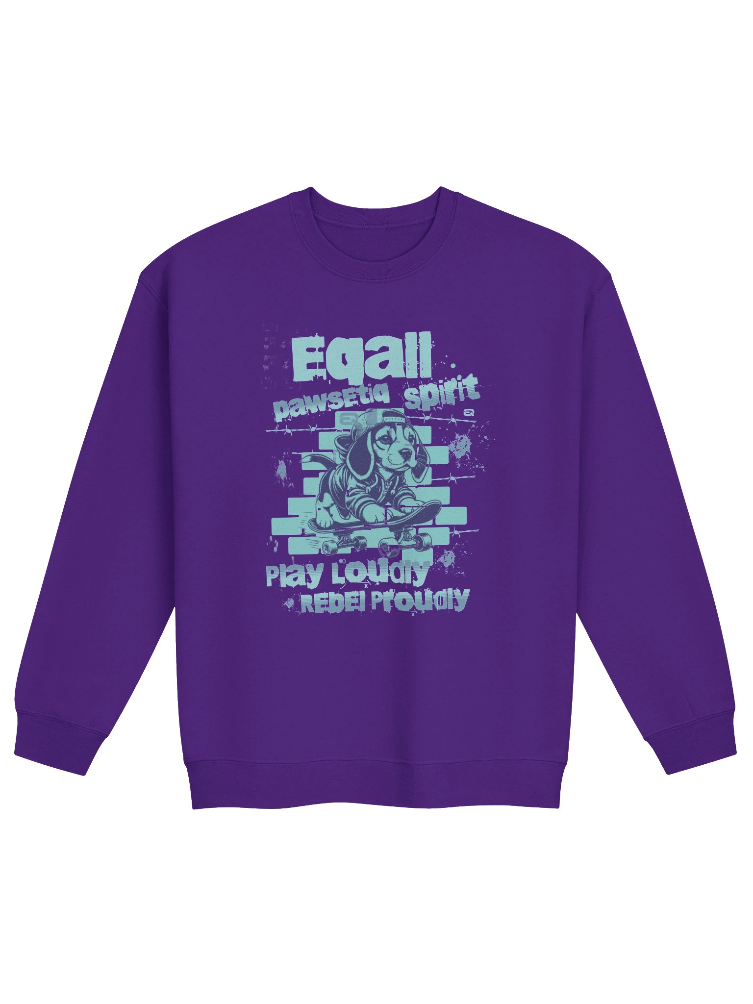 Urban Puppy Dog Skater Vibes Midweight PAWSETIQ Crewneck Sweatshirt by EQALL® Originals_Turquoise product image (1)