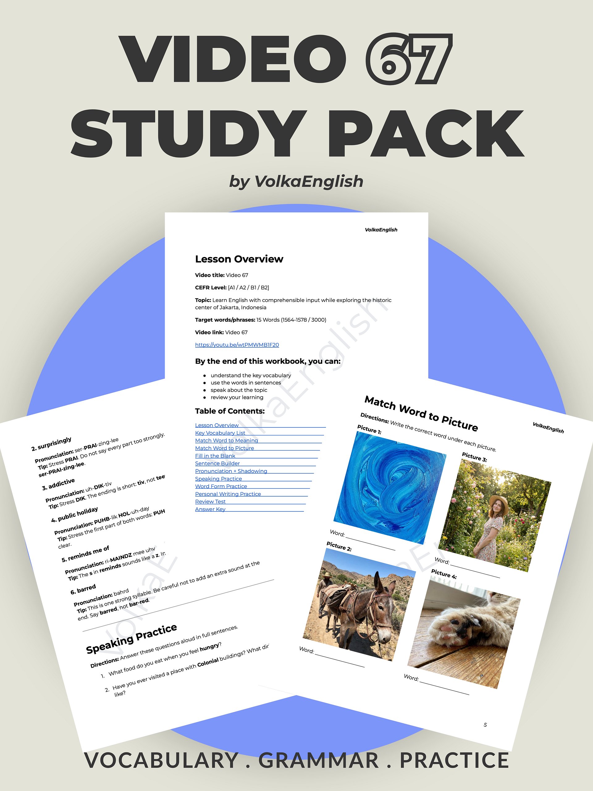 Learn English Naturally with this Comprehensible Input Vlog - Video 67 Study Pack product image (1)