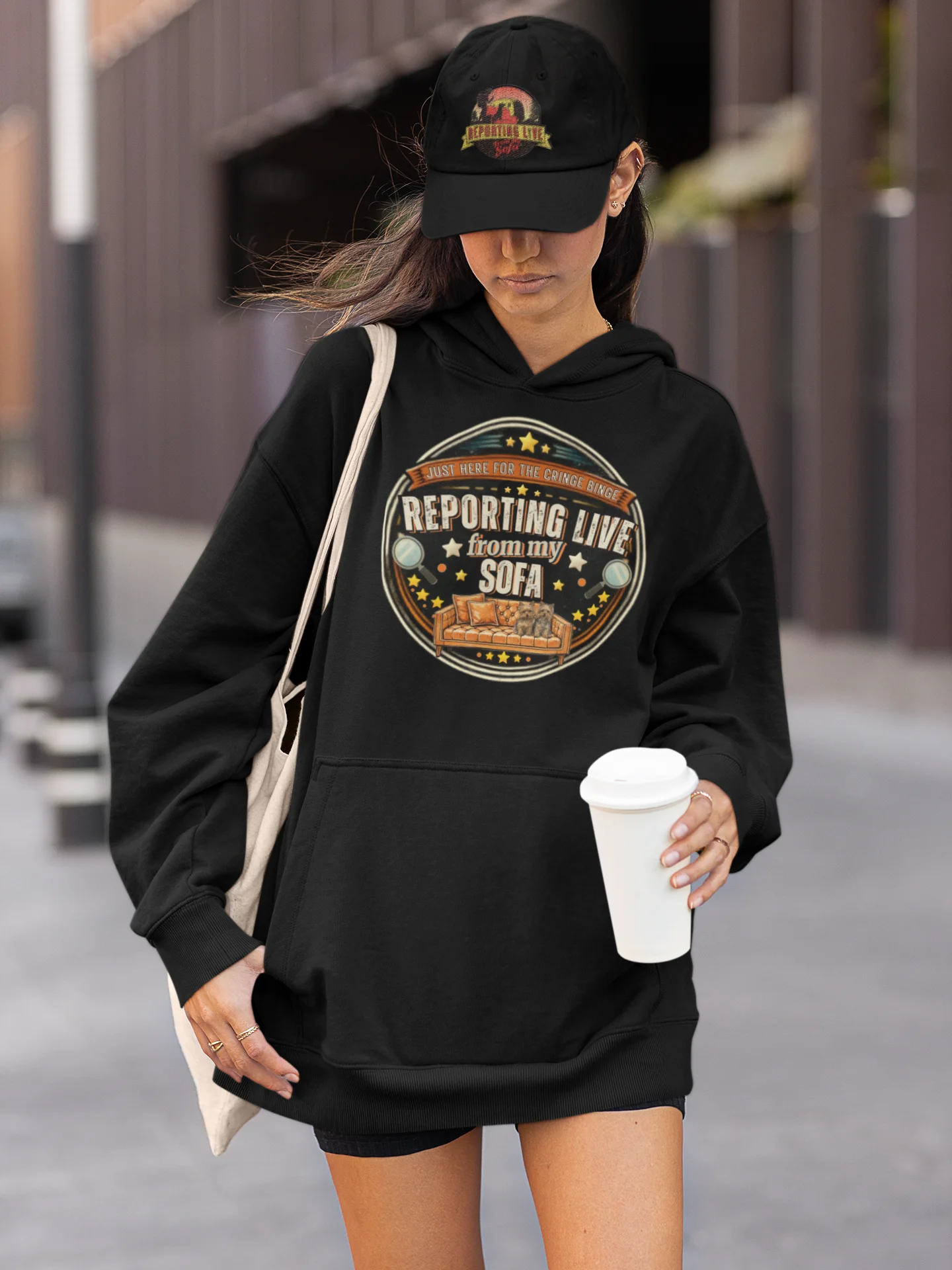 Premium Oversized Hoodie Just Here for the Cringe Binge product image (73)