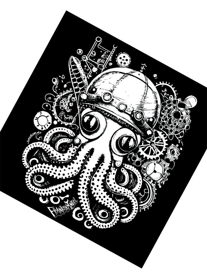 Frankenangel Steampunk Octopus vinyl sticker. / White product image (2)
