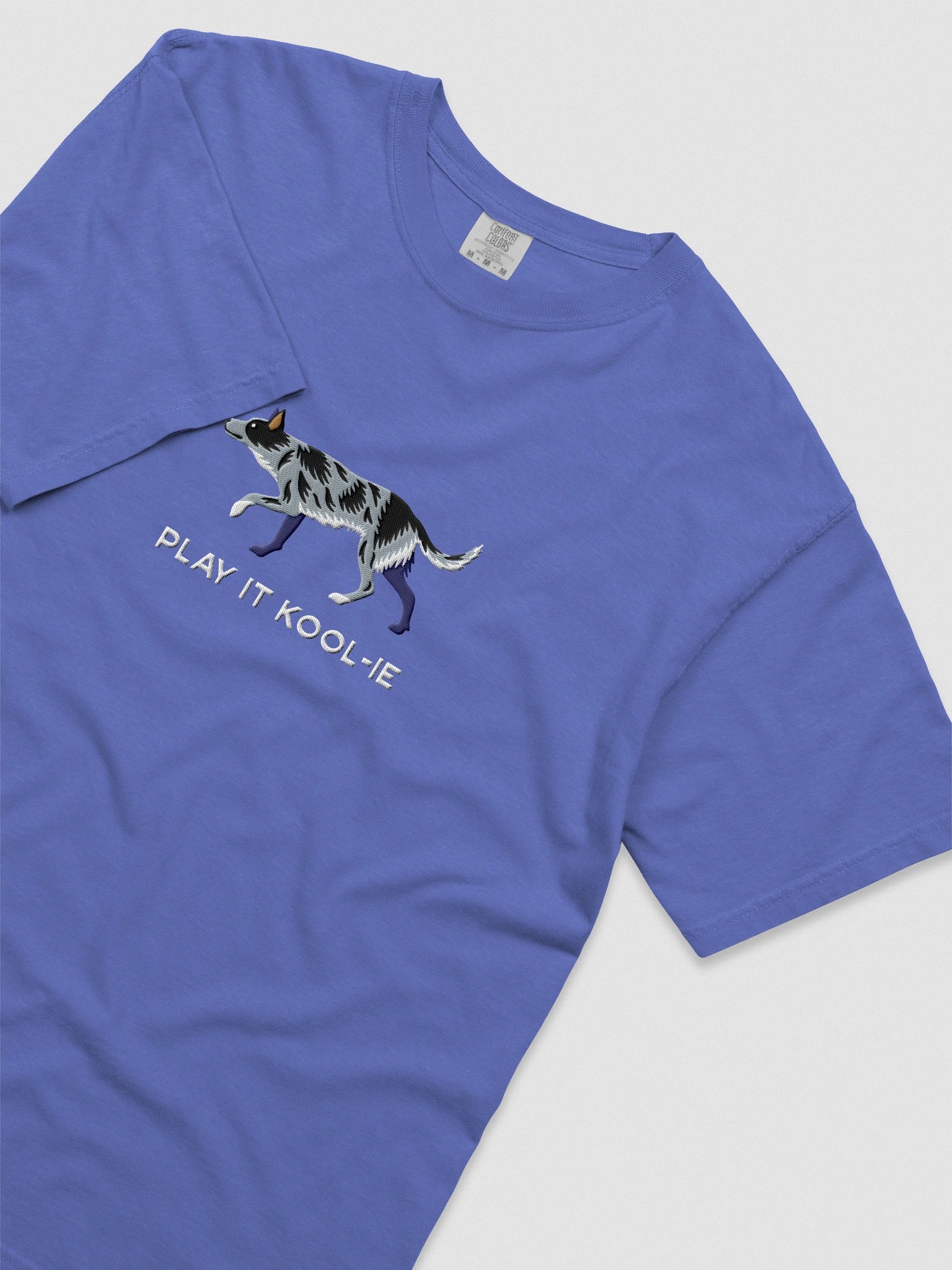 Play It Kool-ie T-Shirt(Embroidered) of an Australian Koolie(Blue Merle) product image (8)