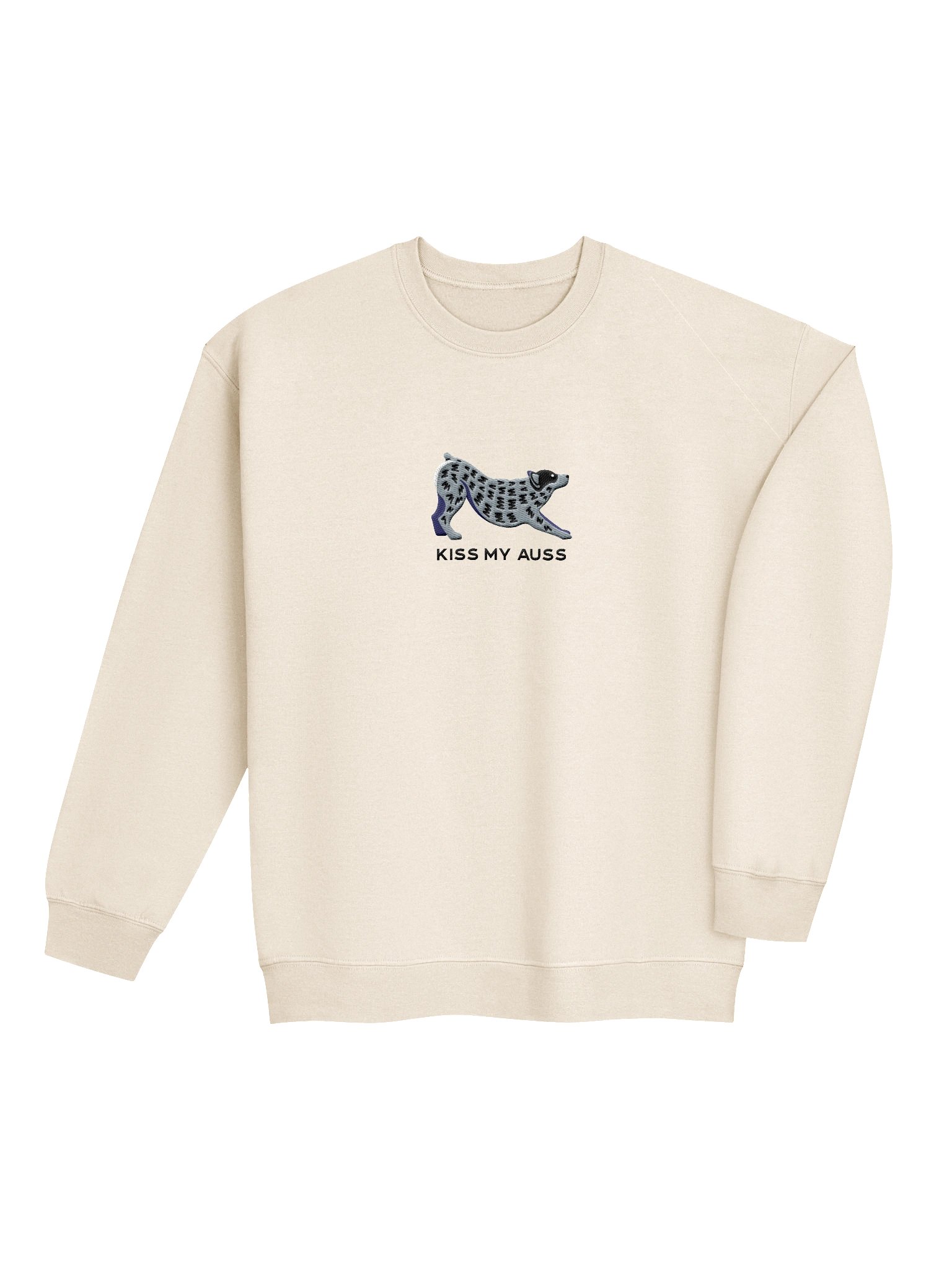 Kiss My Auss Sweatshirt (Embroidered) of an Australian Cattle Dog(Blue Heeler, Docked Tail) product image (7)