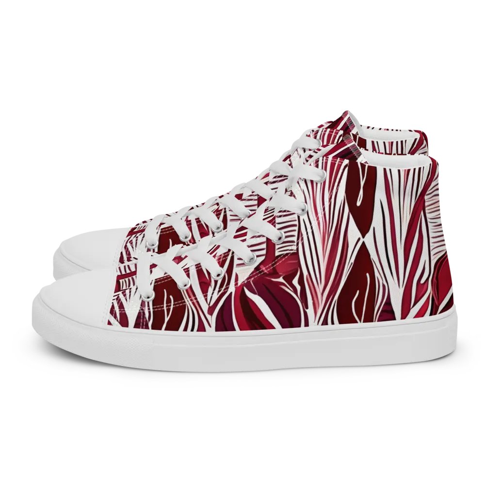 Women's Burgundy & White Abstract Art Painted High Tops product image (4)