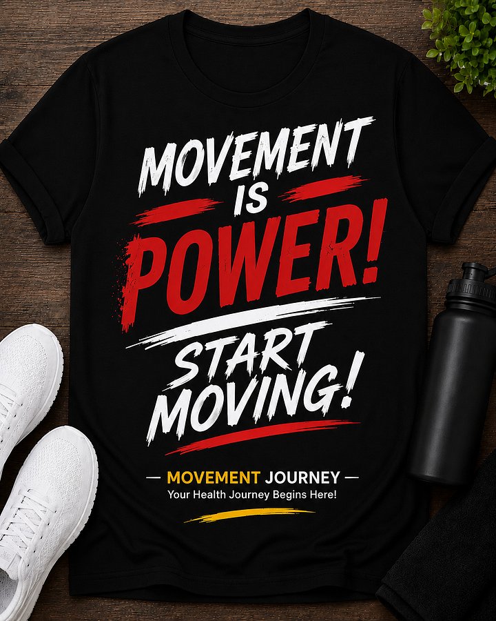 Movement Is Power! Start Moving! Black TShirt product image (2)