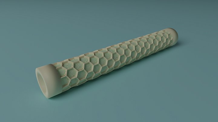 Sci fi hexagon textured roller (STL Digital file) product image (1)