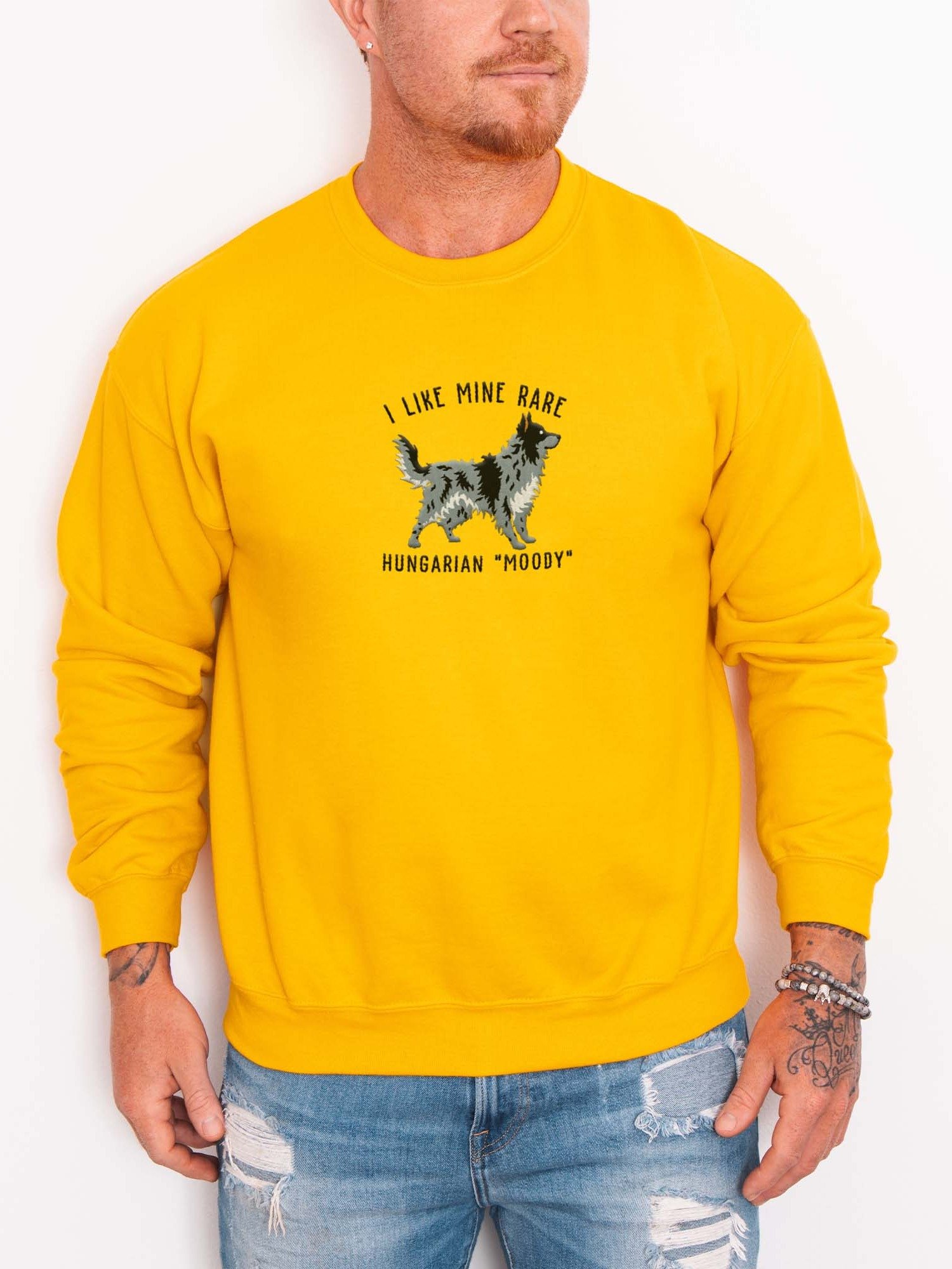 I Like Mine Rare Sweatshirt (Embroidered) of a Hungarian Mudi(Gray 2) product image (2)