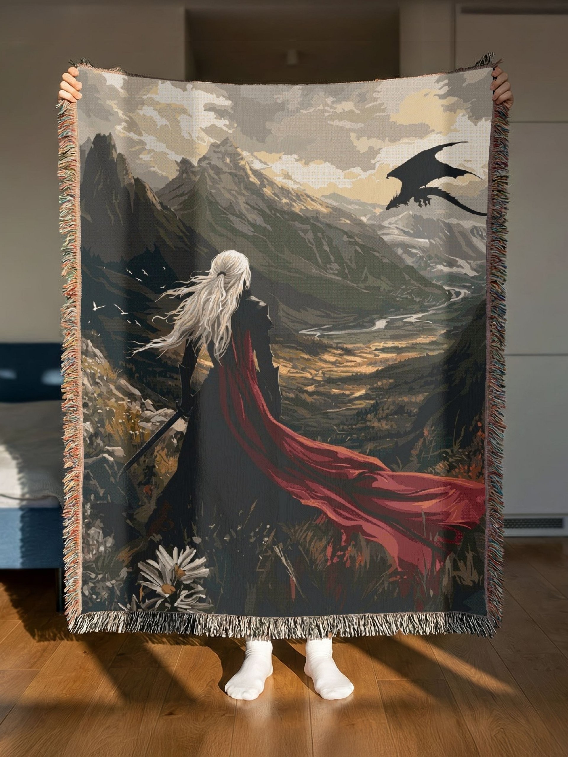 Throne of Glass Woven Blanket Sarah J Maas Manon Blackbeak Abraxos Aelin Galathynius Rowan Whitethorn Fantasy Bookish Gift product image (3)
