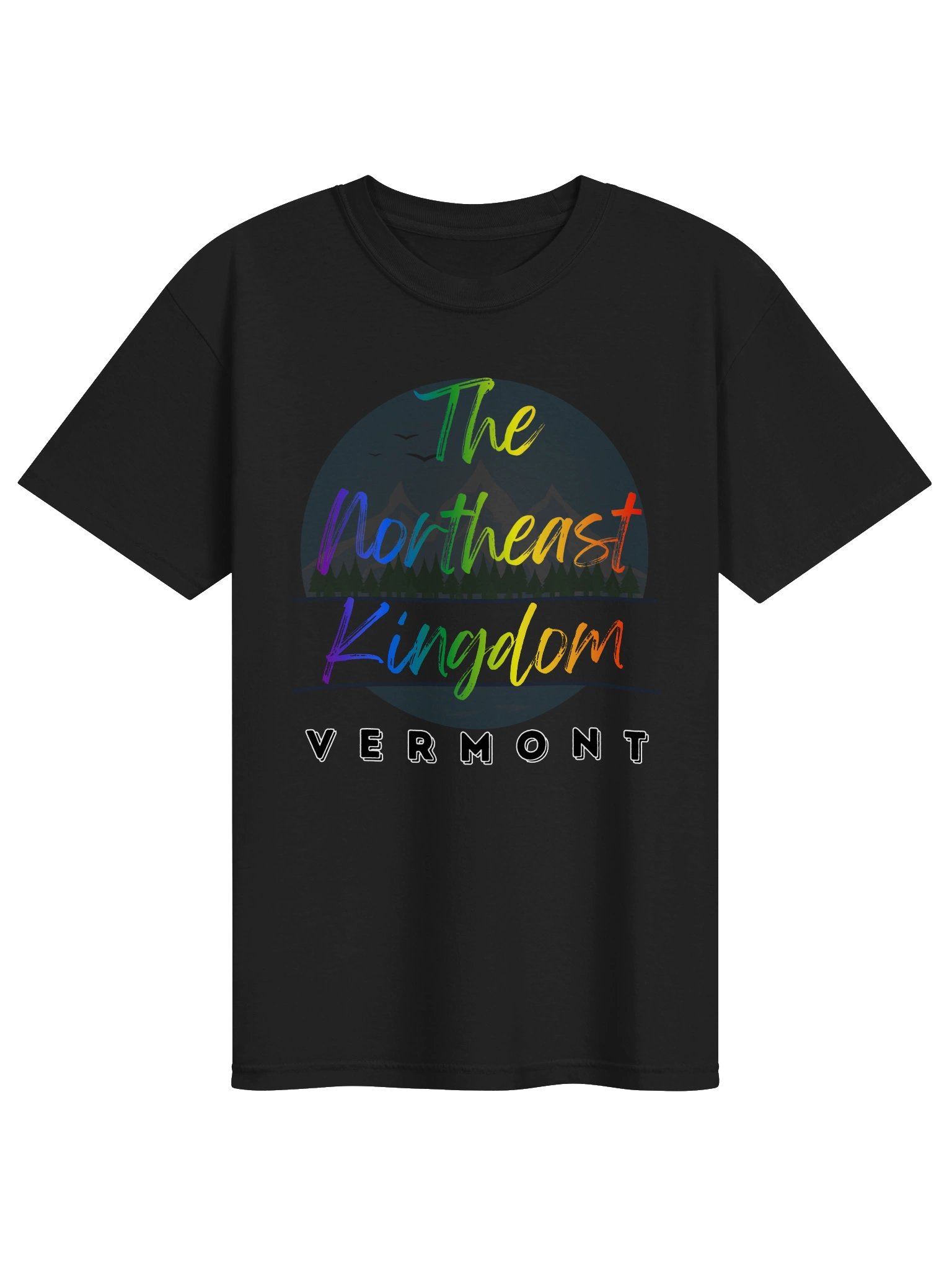 Northeast Kingdom Vermont Pride - Colorful LGBTQ+ Mountain Landscape Illustration Tee product image (1)