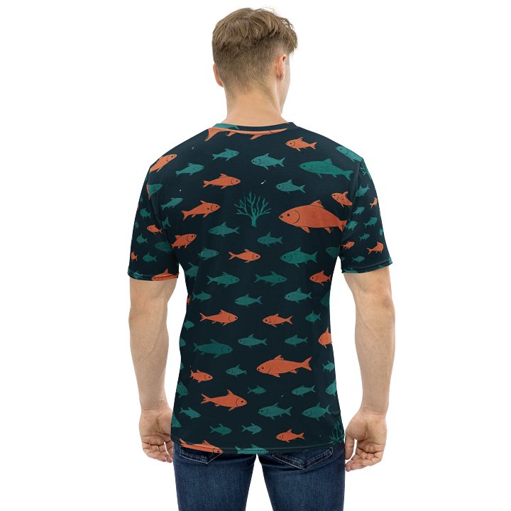 Seamless Underwater Fish Pattern – Coral & Teal on Navy product image (1)