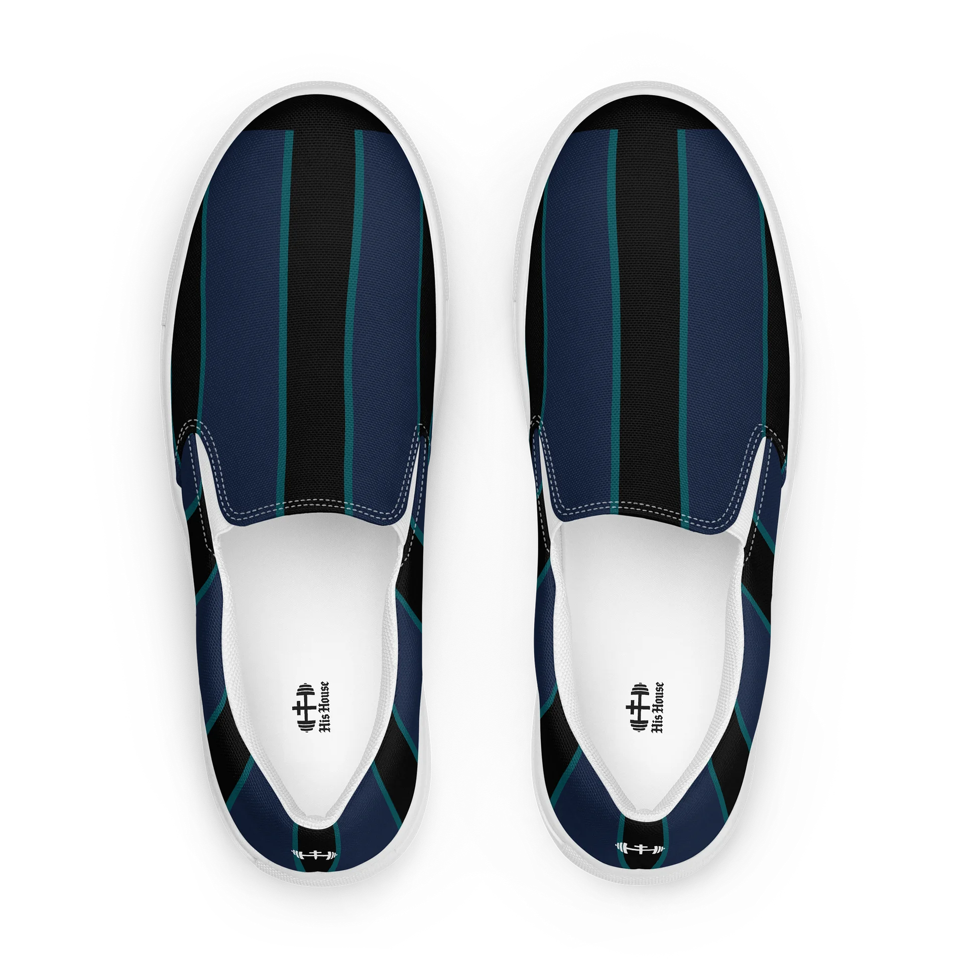 Mens His House Canvas Slip Ons - Midnight Stripe product image (3)