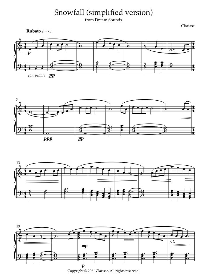 Snowfall (simplified version) - Sheet Music product image (1)
