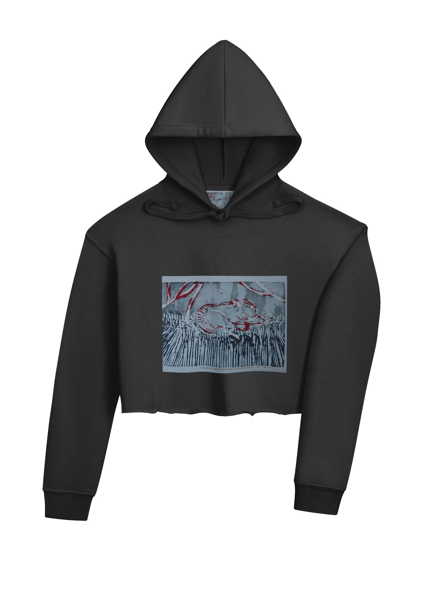 Abstract Red & Gray Art Crop Hoodie product image (23)