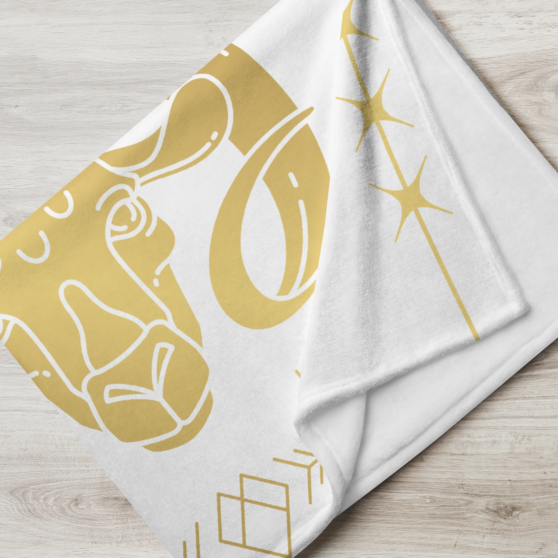 Taurus Zodiac Blanket — Gold & White Bull Pencil Art Throw for Witchy Bedroom Décor product image (7)
