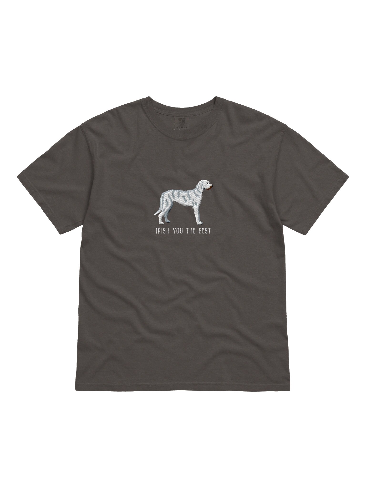 Irish You the Best T-Shirt(Embroidered) of an Irish Wolfhound(White) product image (4)
