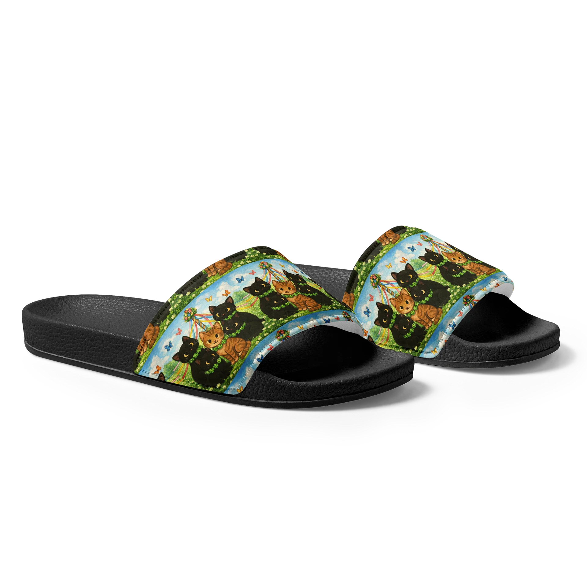 cat brigade spring Pattern Men's Slides product image (1)