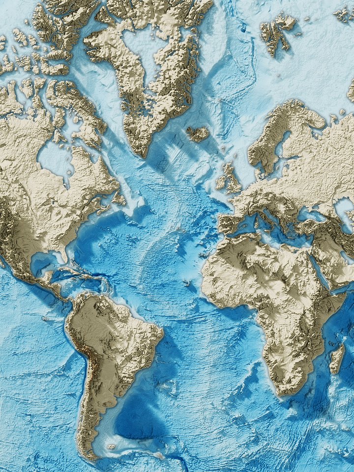 Cinematic Atlantic World Relief Map 8K - Minimalistic Version product image (1)