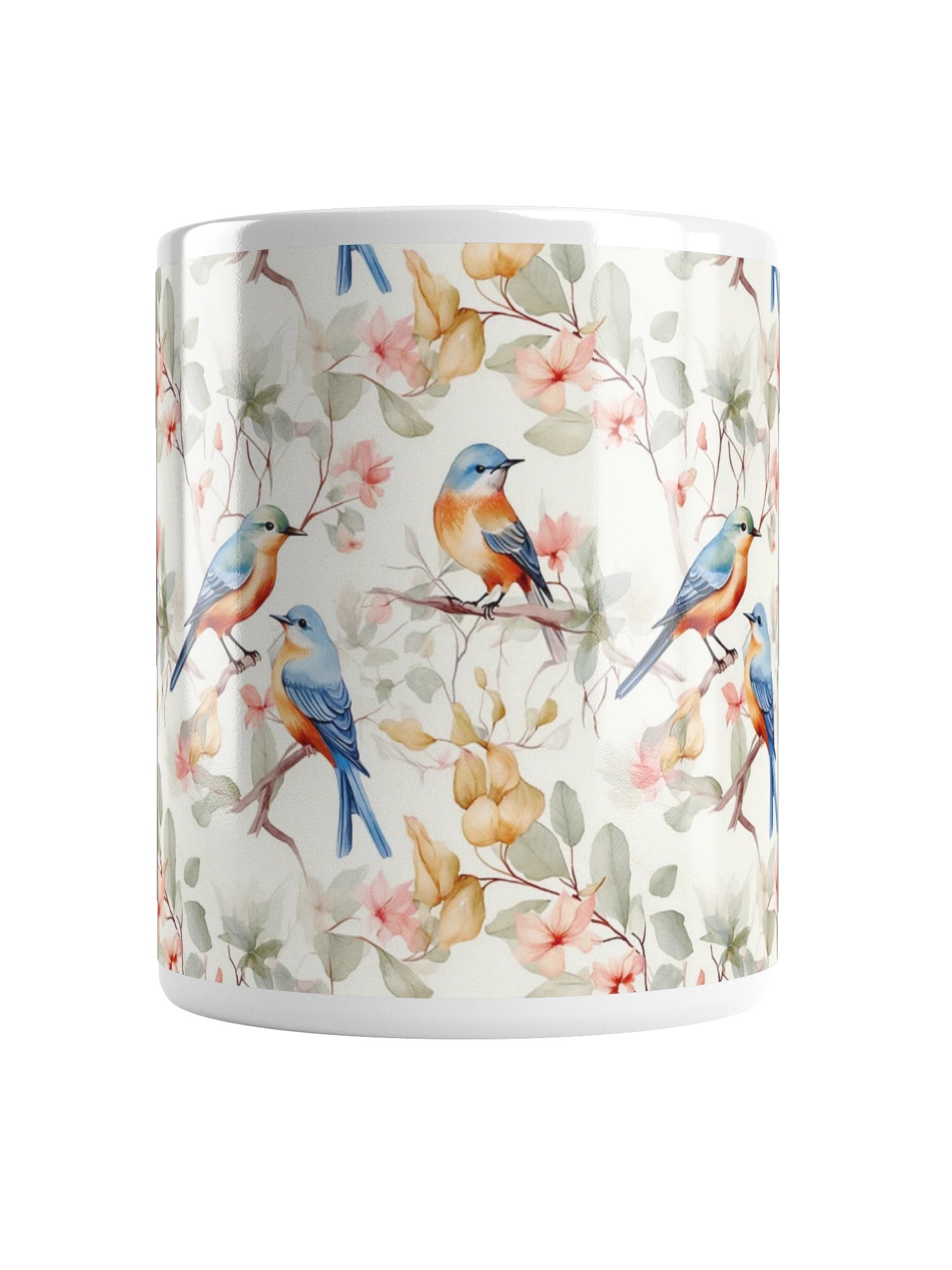 Bluebirds White Glossy Ceramic Mug by Treasure Pie product image (14)