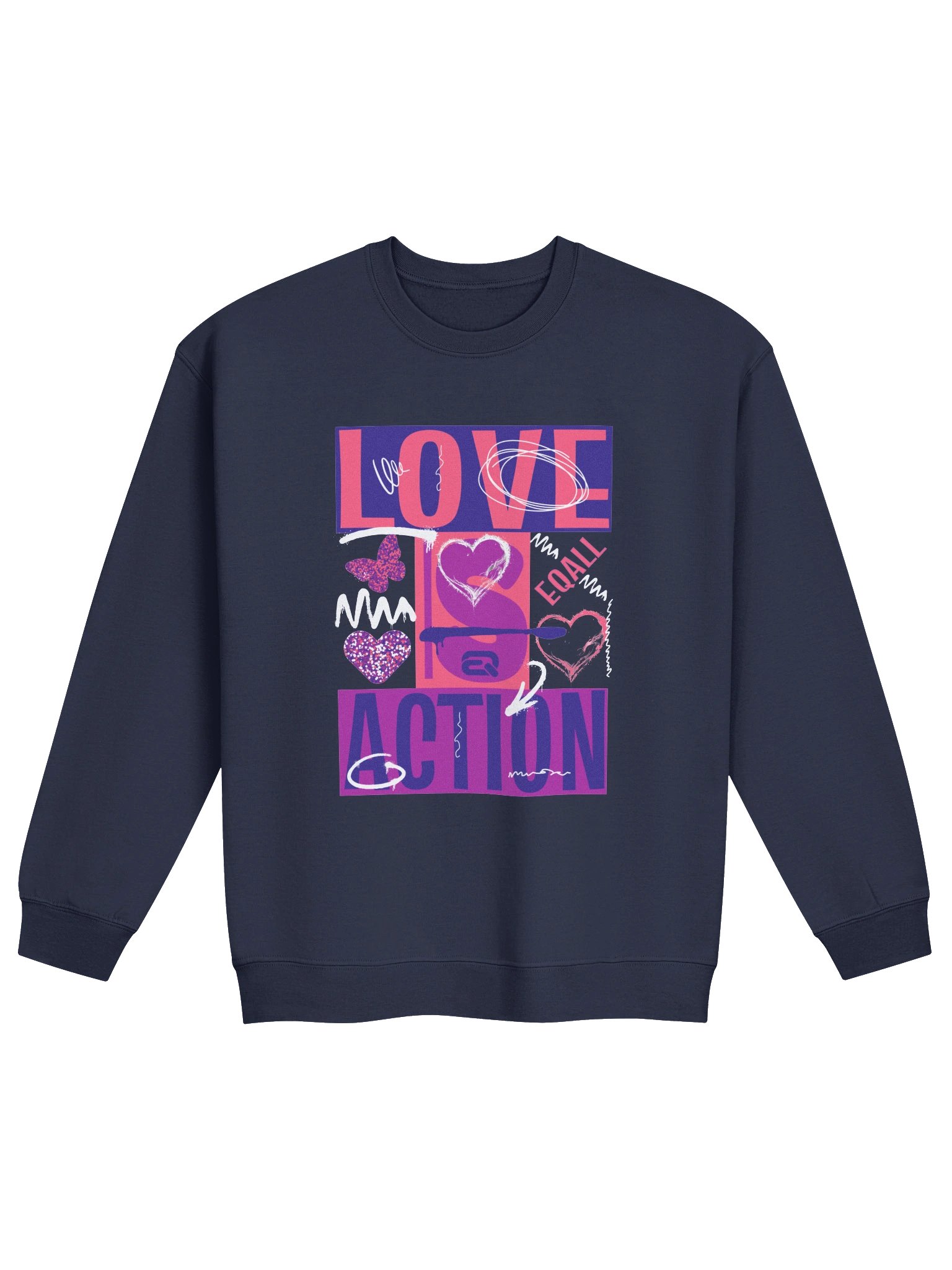 Love is Action! Unisex Gildan Crewneck Sweatshirt_EQALL® Originals_Pop Purple / Pink product image (25)