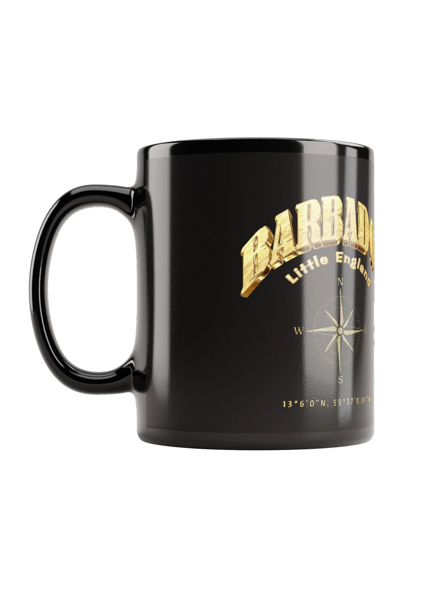 Compass - Barbados - Vintage Gold | Black Glossy Mug product image (3)