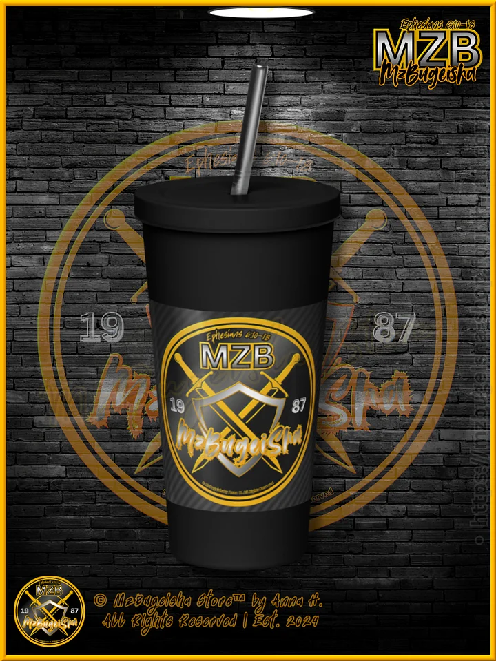 Tumbler - MzBugeisha™ "Emblem & MZB Tingz™ / MzBugeisha Name Logo [V2] (blk/yellow/slvr)" Insulated Tumbler with a Straw By Anna H. product image (2)