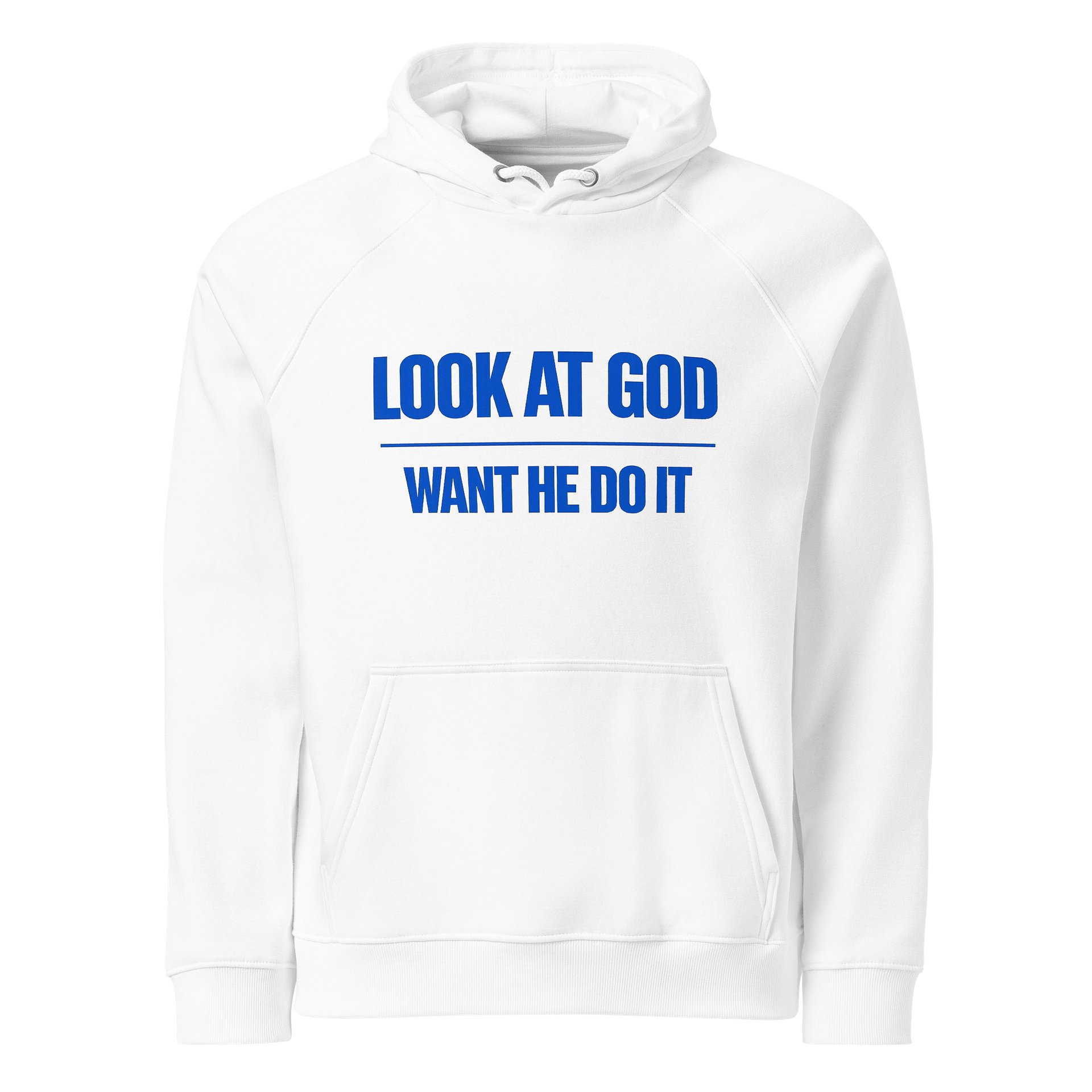 Look At God White Hoodie Blue Edition product image (1)