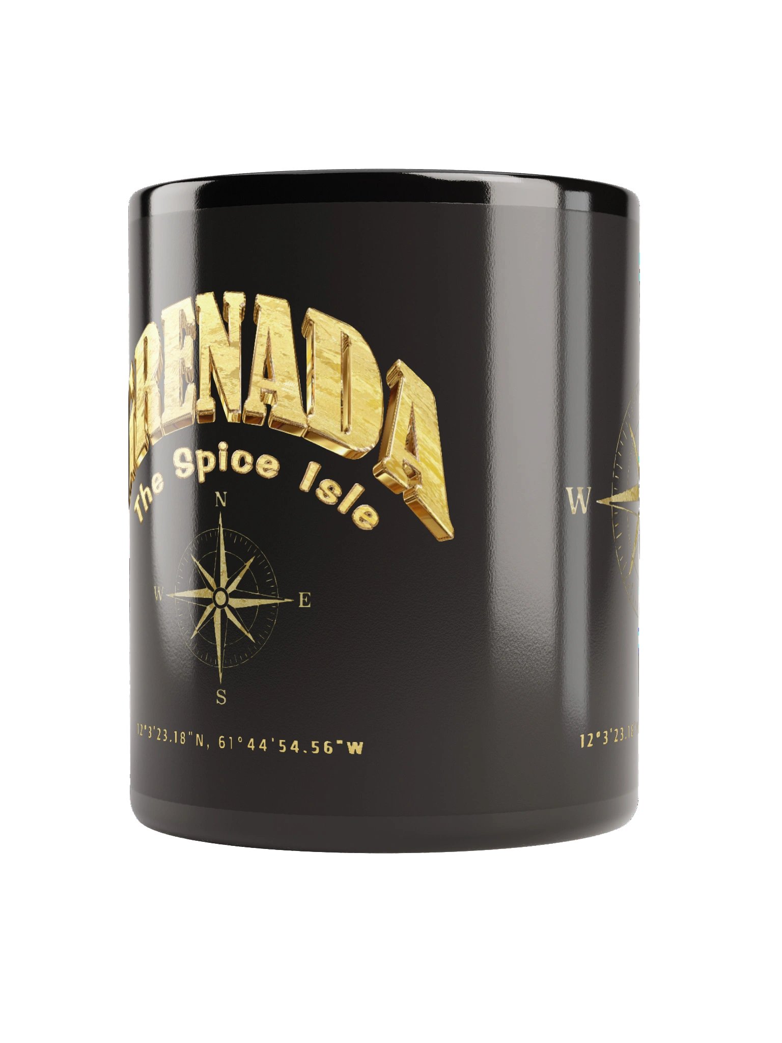 Compass - Grenada - Vintage Gold | Black Glossy Mug product image (3)