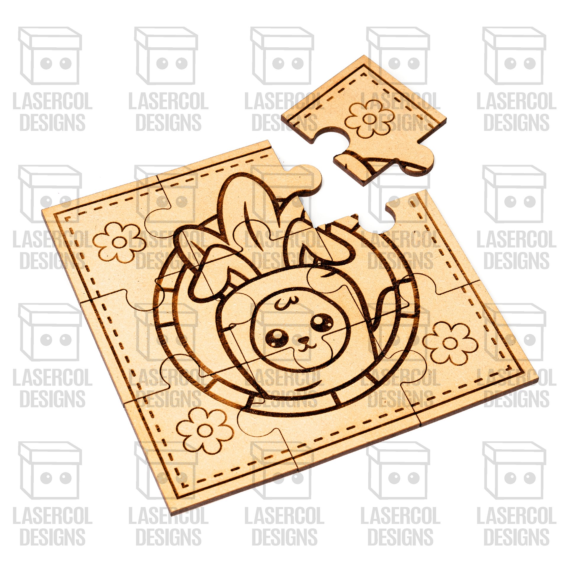 Easter Bunny Puzzle With Box Set 3 (2 Sizes) - Laser Cut Files product image (3)