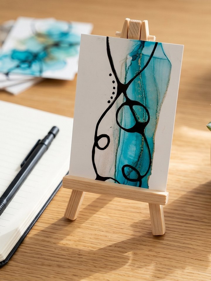 Tether I | Original ACEO Art Card (2.5" x 3.5") | Miniature Abstract Alcohol Ink Painting | product image (1)