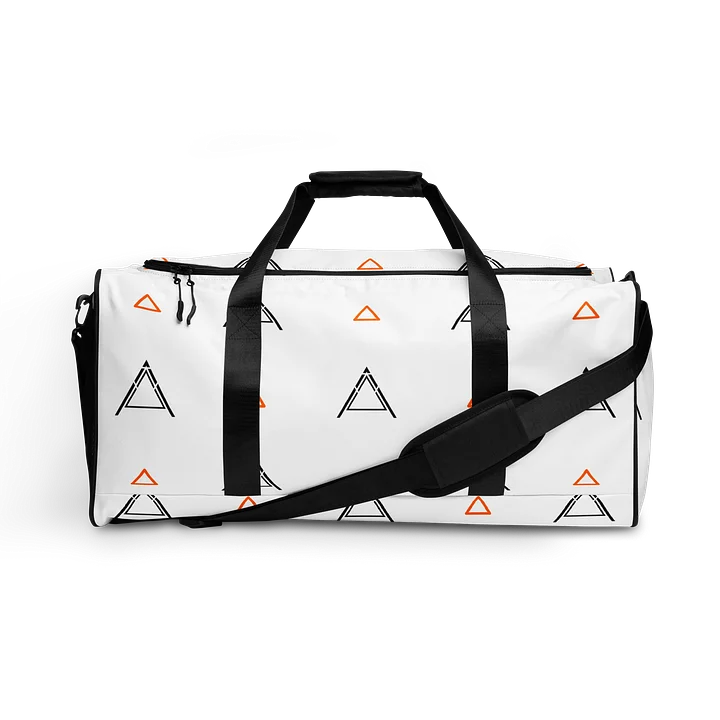 Anzodo Geometric Streetwear Duffle Bag – Black & Orange Tribal on White Canvas product image (1)