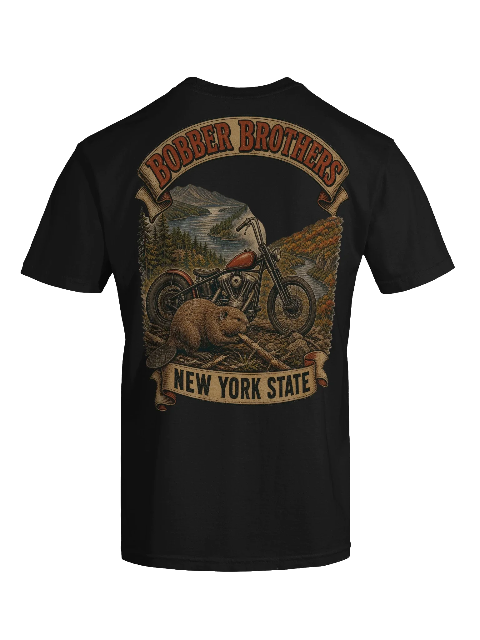 New York State motorcycle t-shirt design by Bobber Brothers