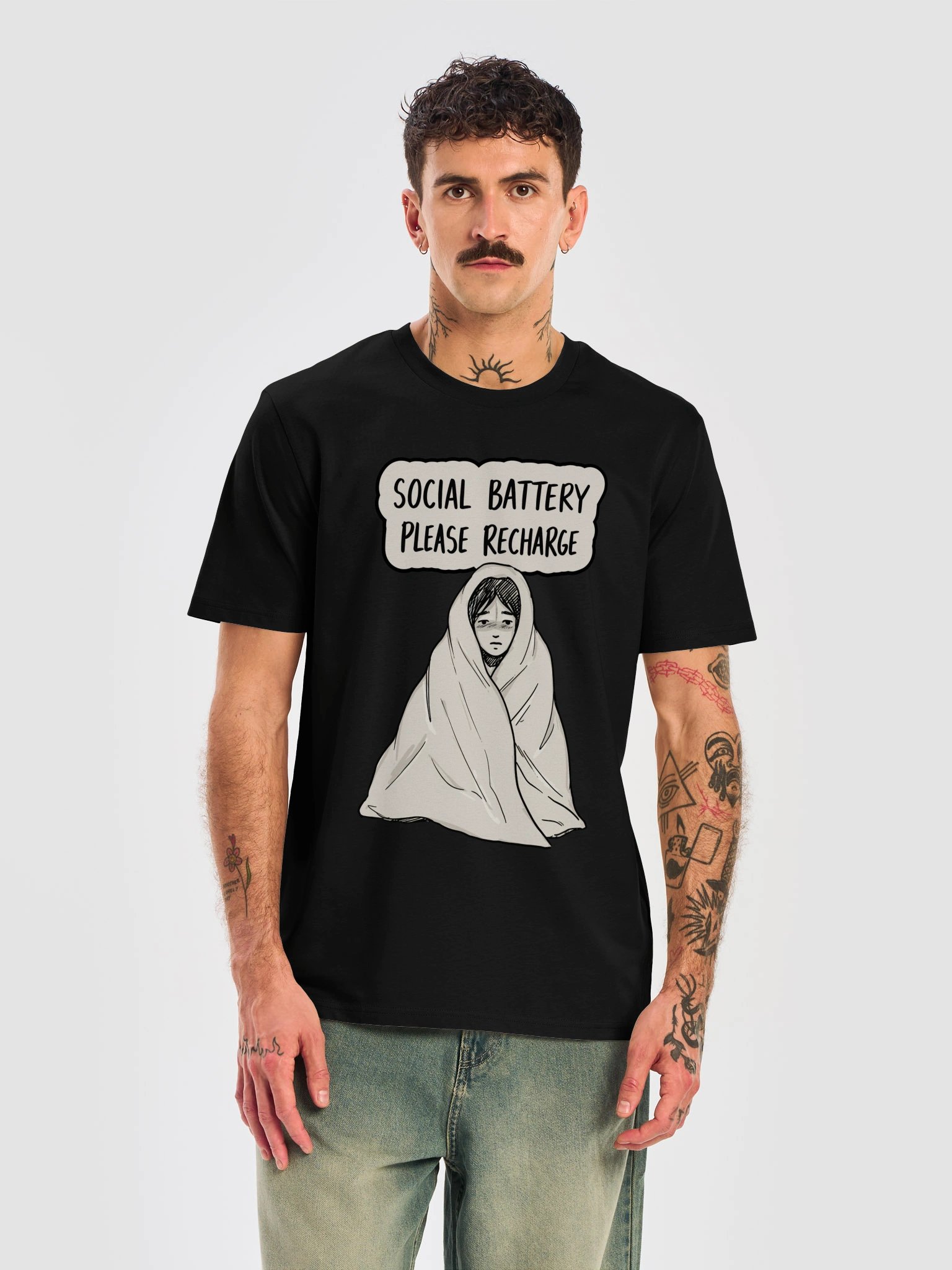 Social Battery Please Recharge – Funny Introvert Humor - Unisex Organic T-Shirt product image (1)