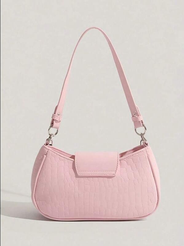 Pink Y2K Saddle Bag | Heart & Chain Detail Top Handle Shoulder Bag | ADLEST product image (2)