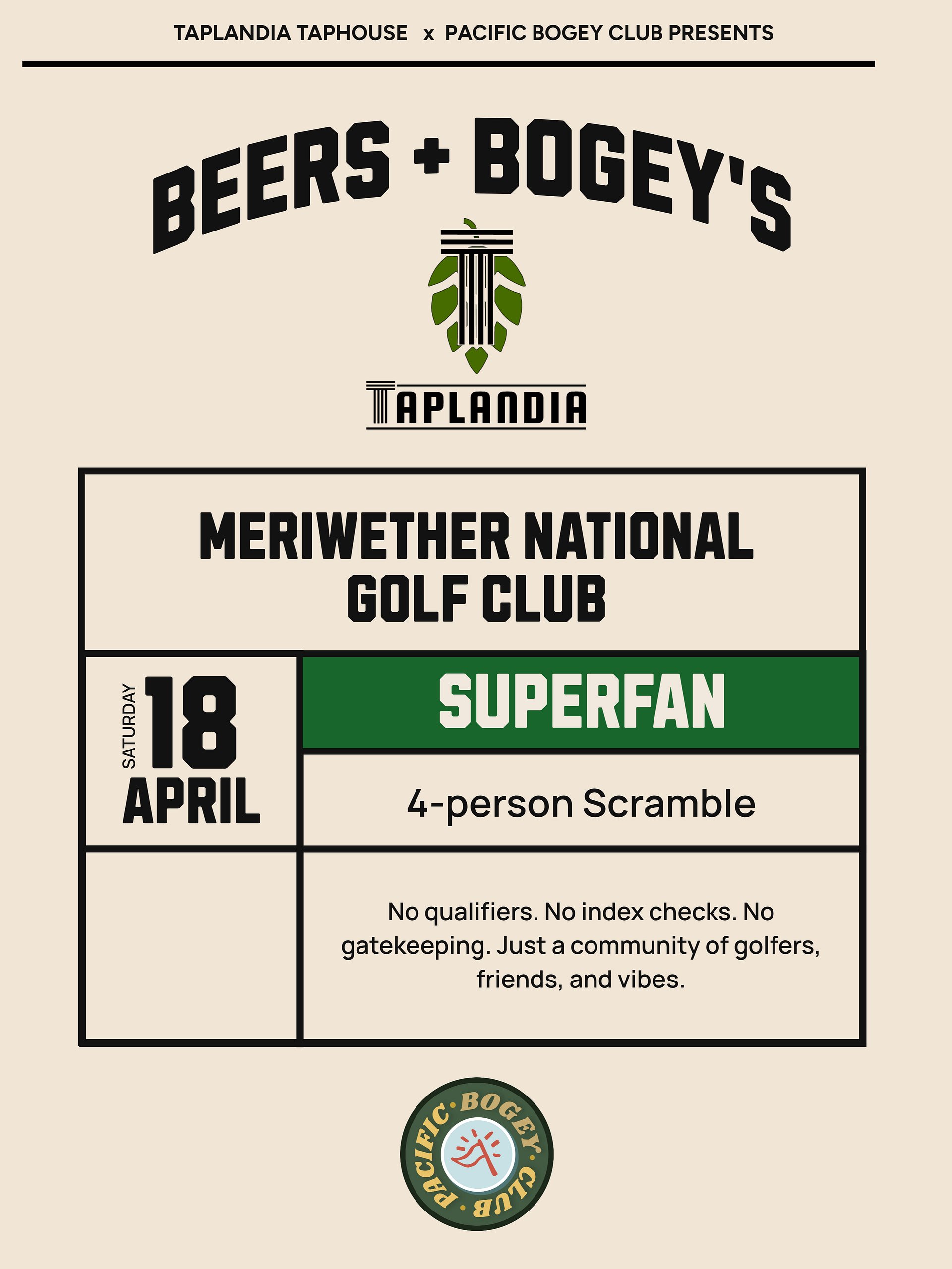 Beers & Bogey's Superfan Registration Ticket product image (1)