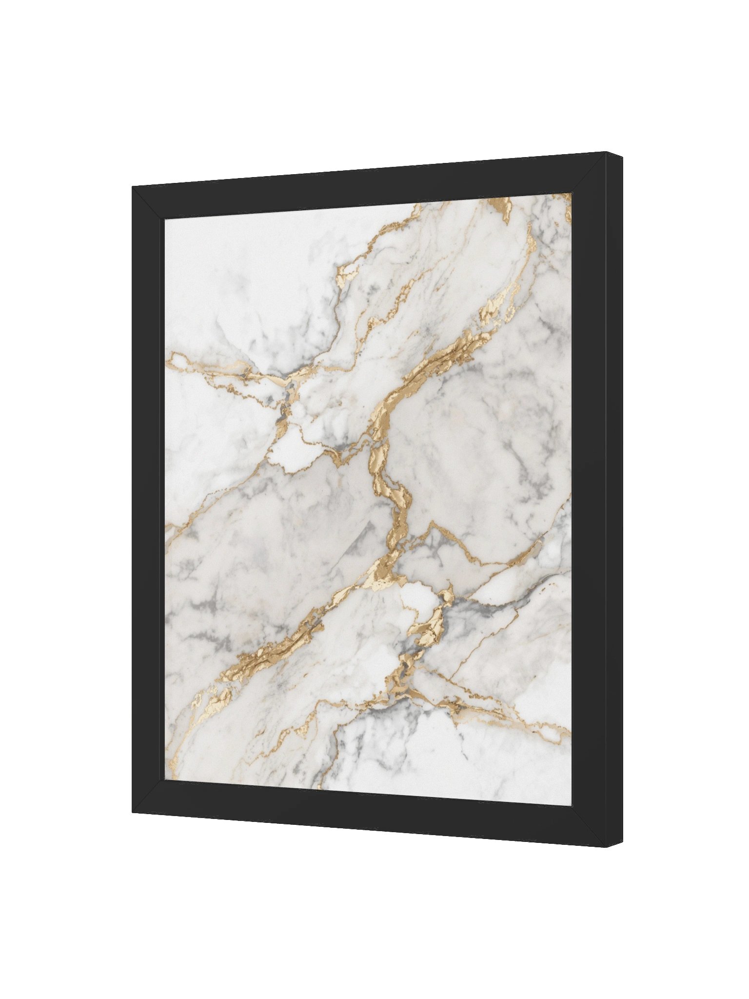 Golden Veins Marble Wall Art | Elegant White & Gold Abstract Decor 28×36 cm product image (3)