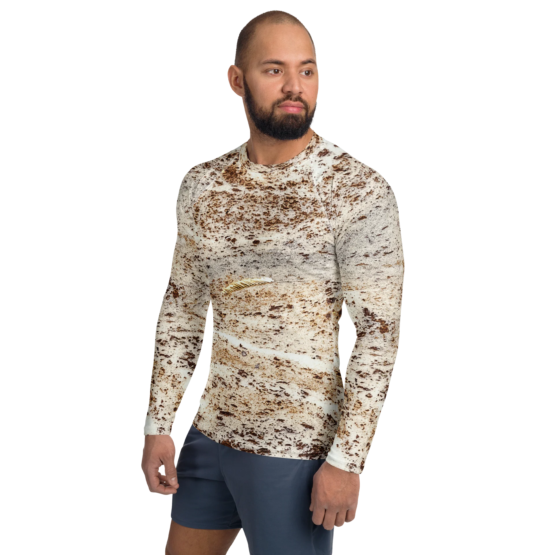 Expresso Swirl — All-Over Print Men's Dark Roast Long Sleeve Rash Guard product image (3)