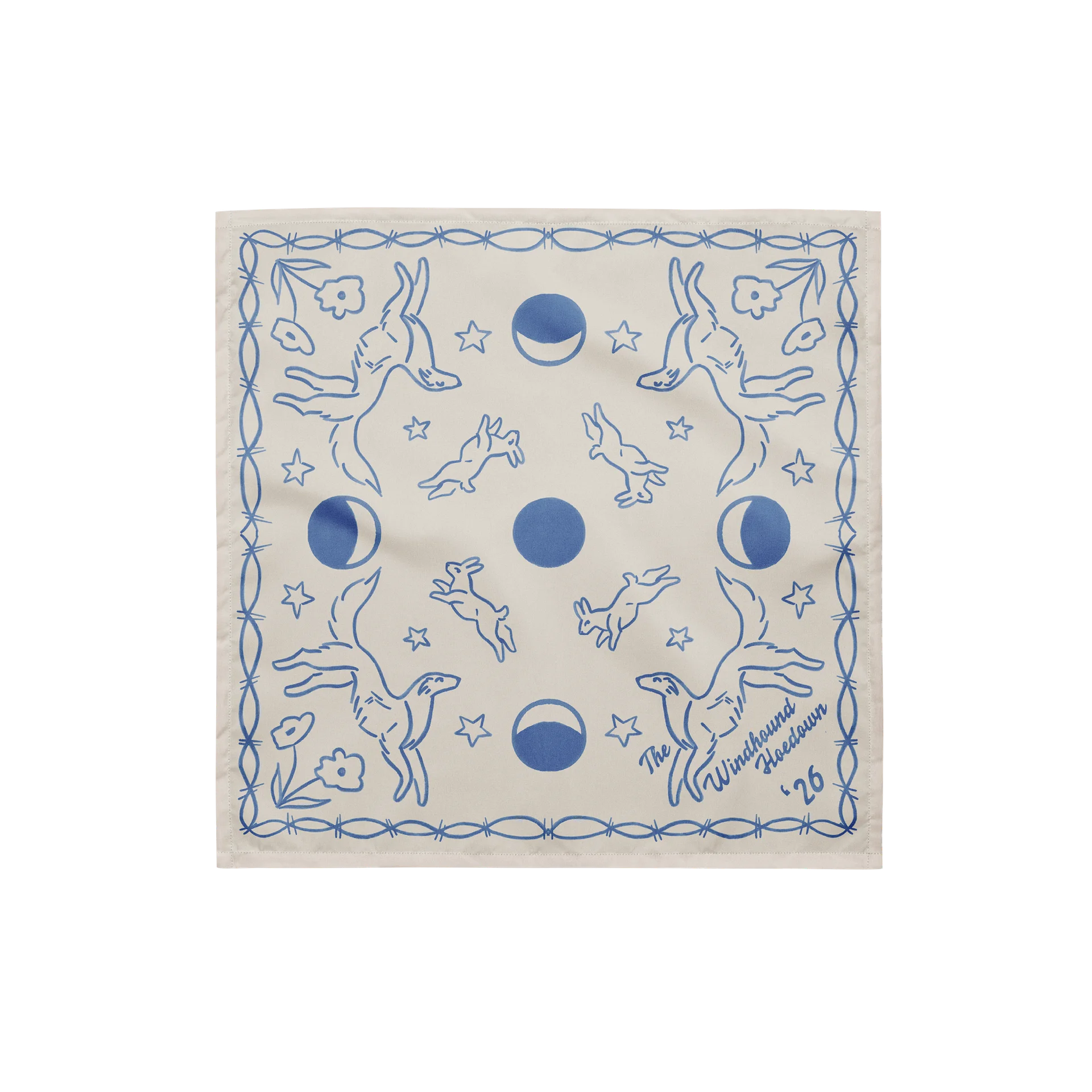 Windhound Hoedown '26 Bandana - Blue on Cream product image (1)