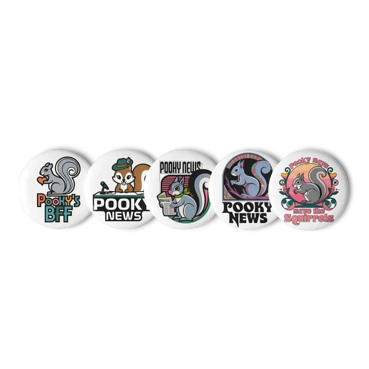 Original Pooky Artwork Buttons: Set of Five -x product image (1)