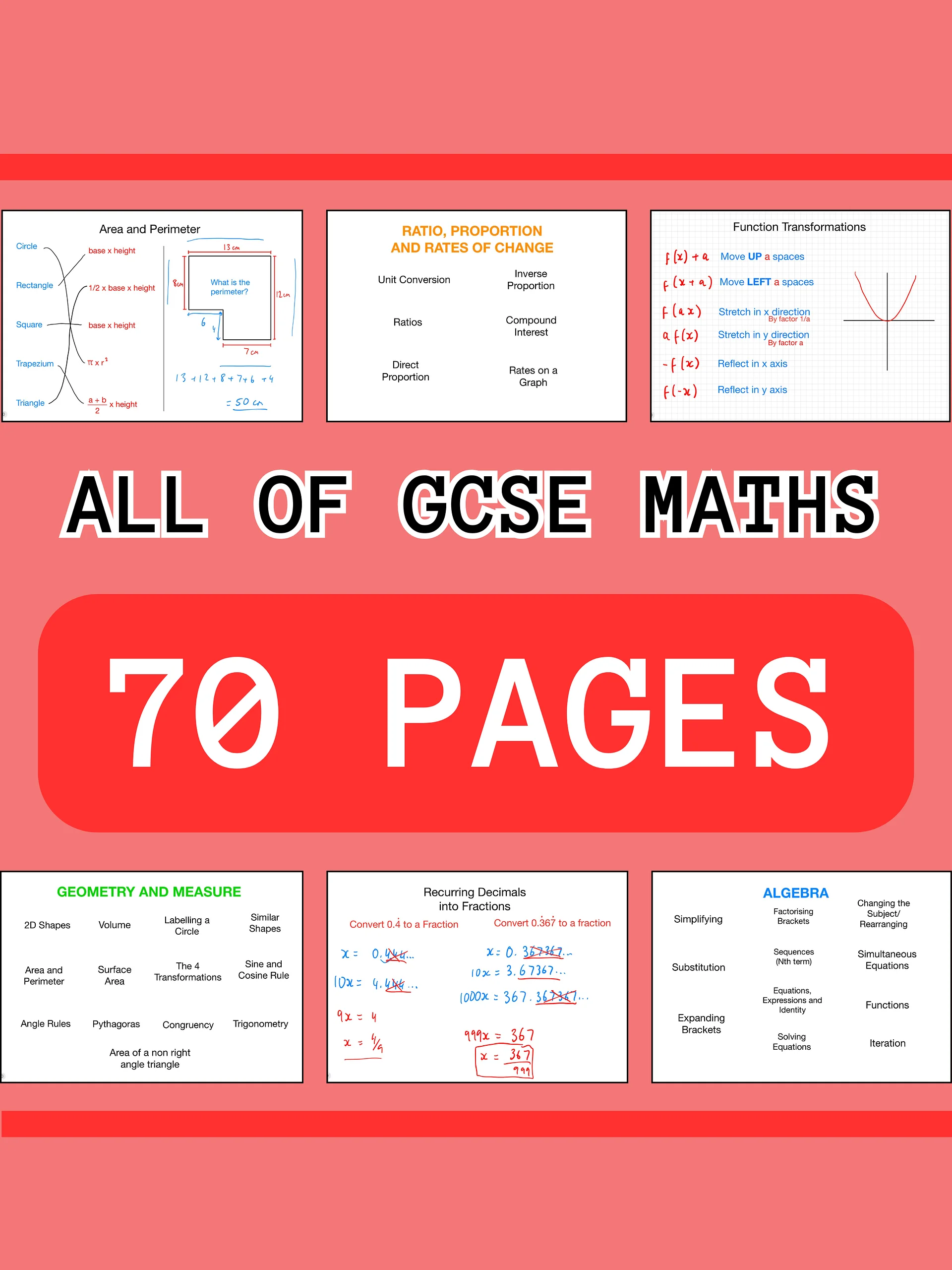 The WHOLE of GCSE Maths (70+ Pages) | Revision Notes Made Easy product image (1)