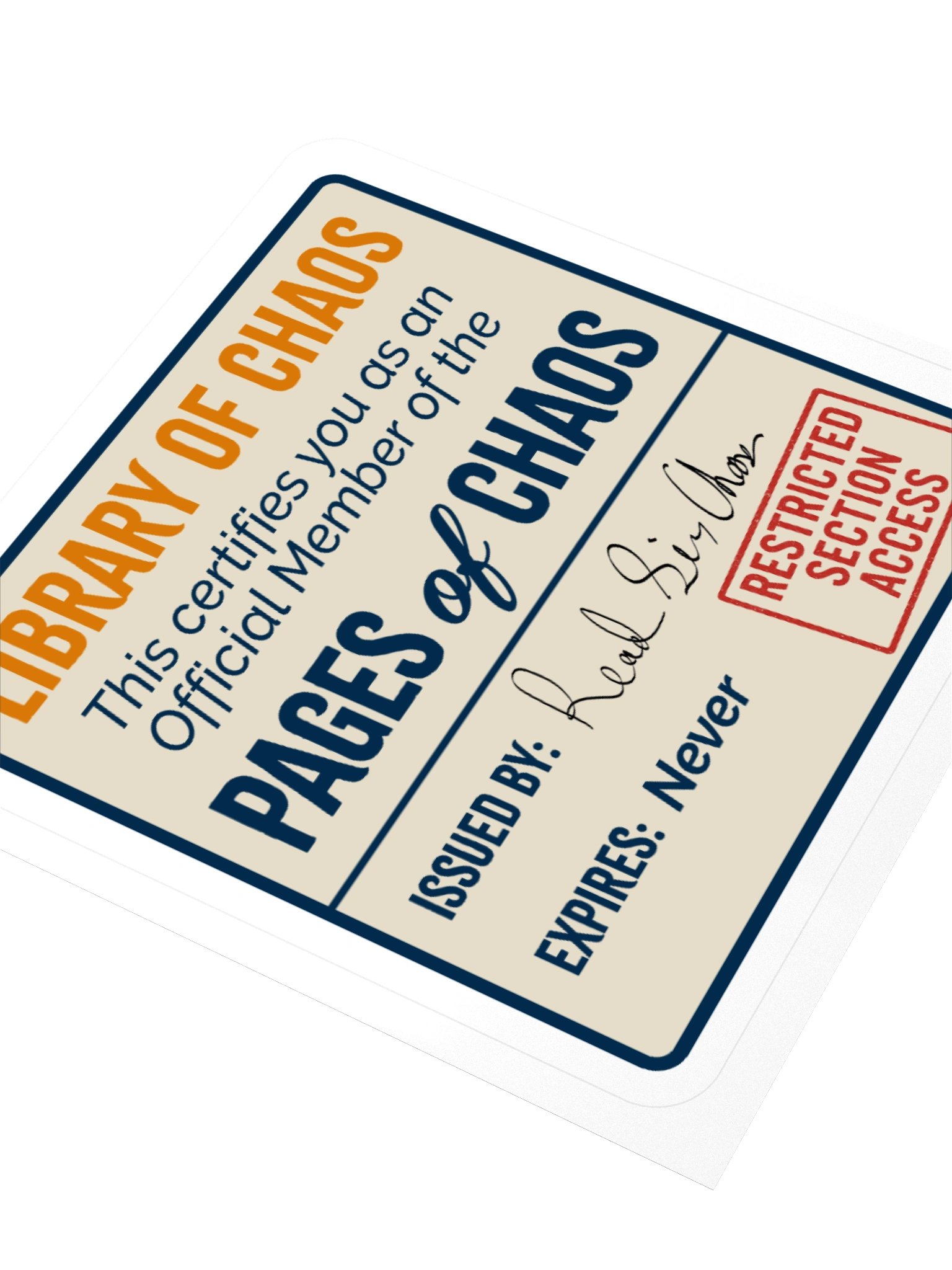 Library of Chaos Membership Card Sticker product image (3)