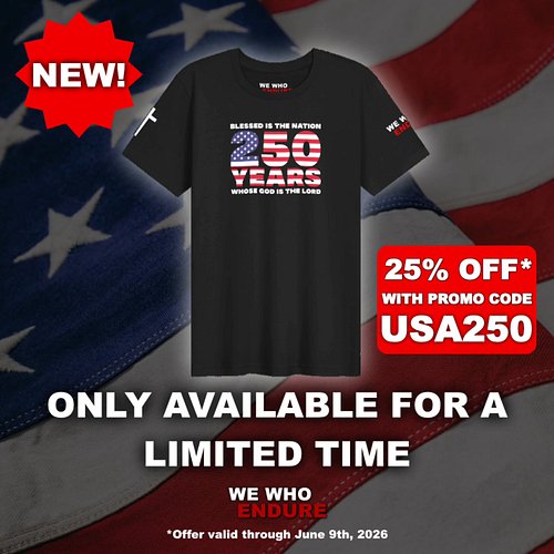 Show off your faith and patriotism this Independence day!

Our newest shirt features a quote from Psalm 33:12, a cross on the...