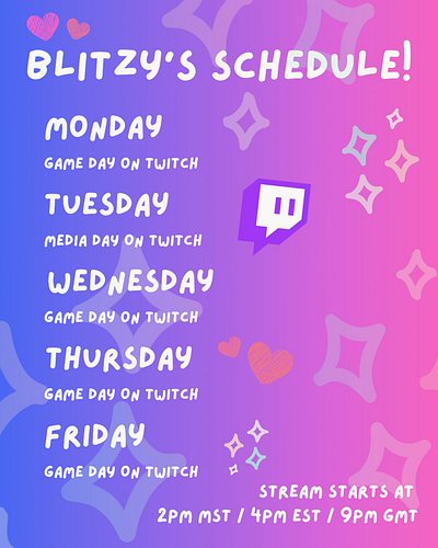 🔔 IMPORTANT SCHEDULE UPDATE 🚨 

• I will now be streaming 5-days a week! Adding a stream to Thursdays, and starting earlier F...