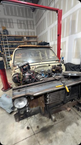 Well at least she still runs... Doing some rust repair on the dually and need to move her out of the way to finish my lift in...