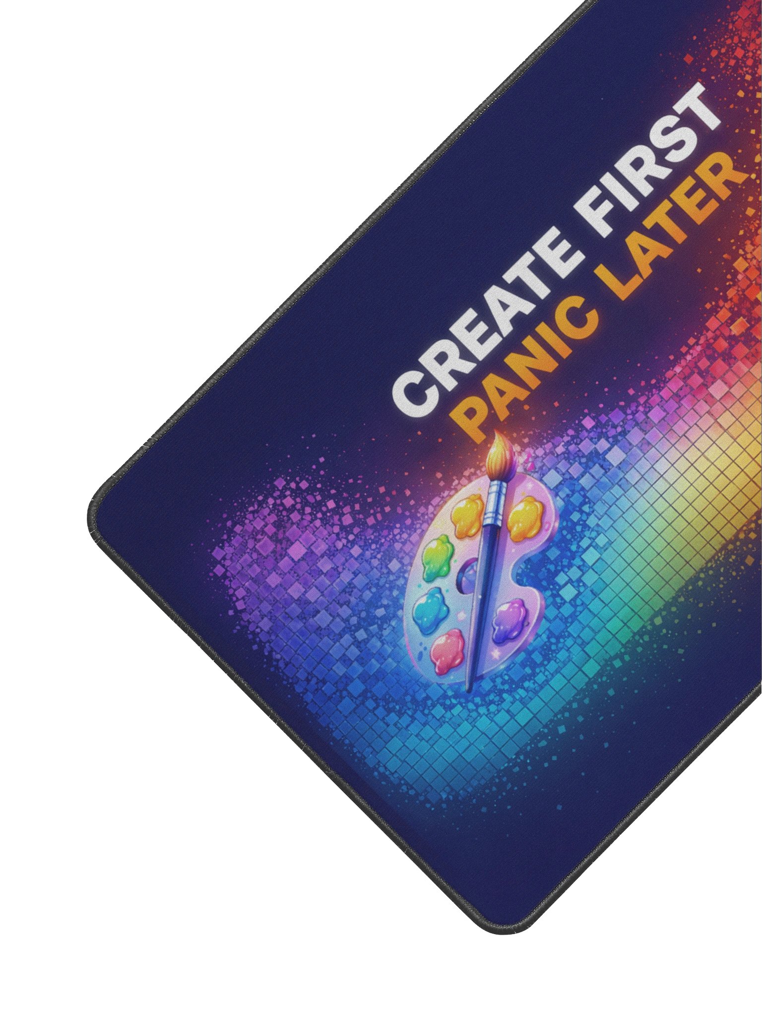 Create First Panic Later Pixelated Desk Mat - Navy product image (2)