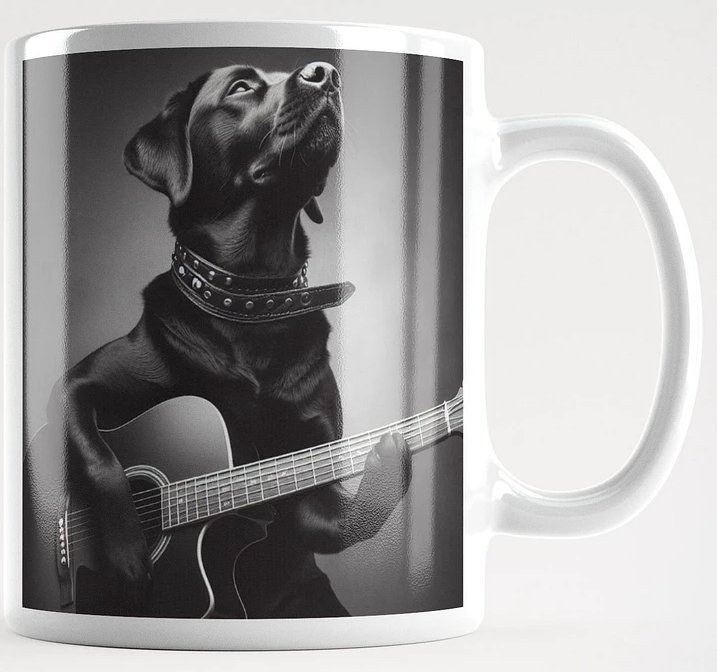 "Guitar Playing Labrador" #Stylish Glossy White Mug product image (1)
