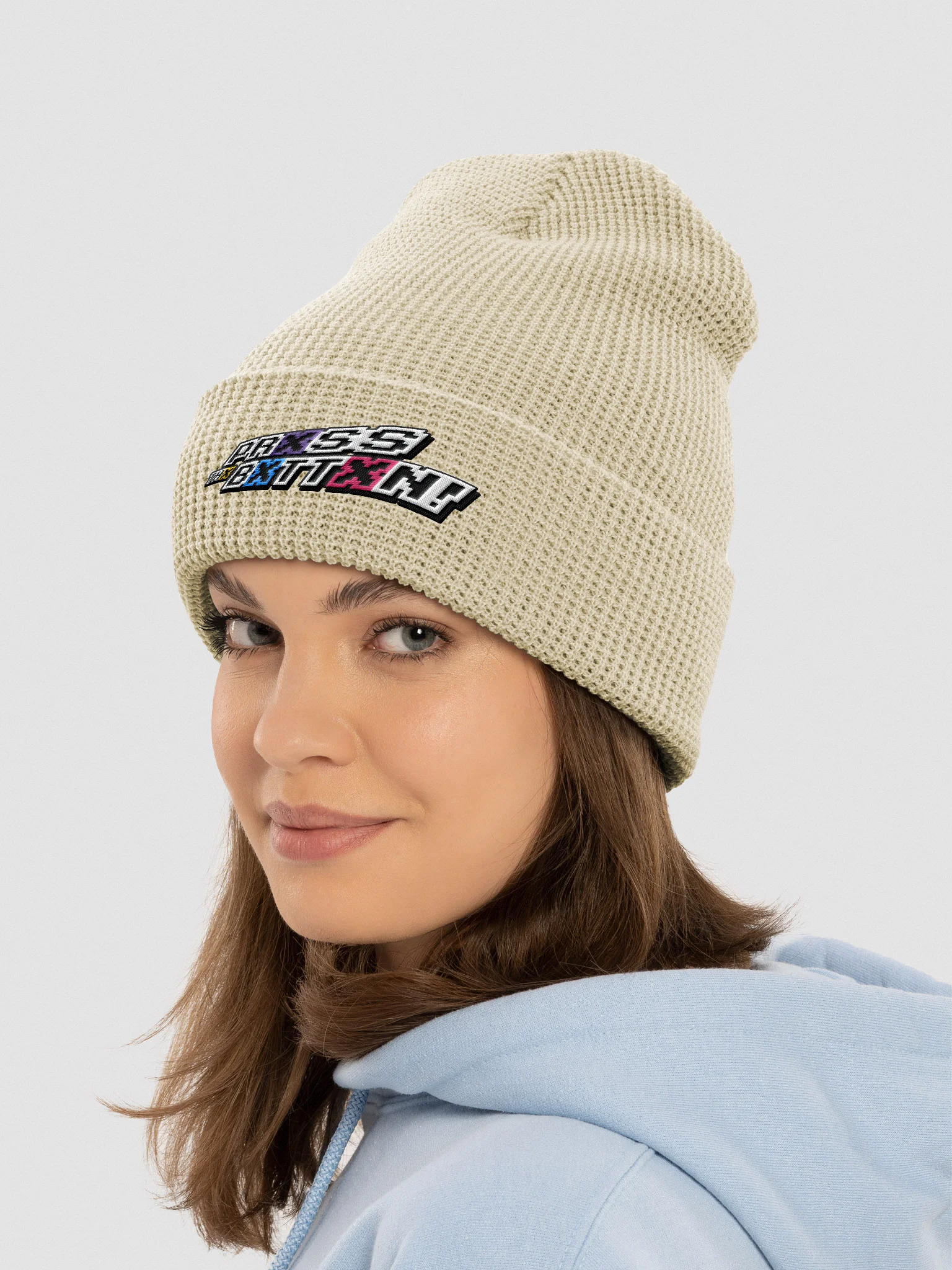Prxss Thx Bxttxn! Logo Waffle Beanie product image (4)